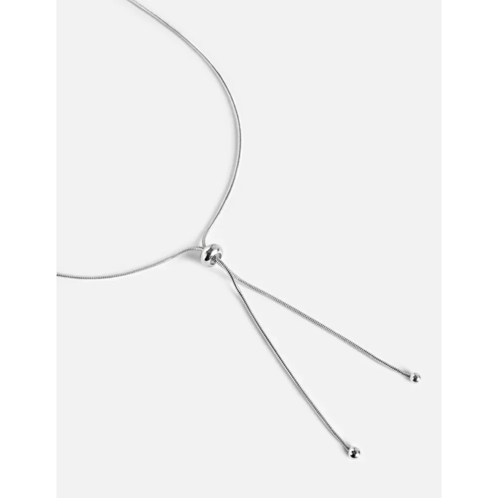 NEW Women's 925‎ Sterling Silver Lariat Ball Slide Necklace, Adjustable
